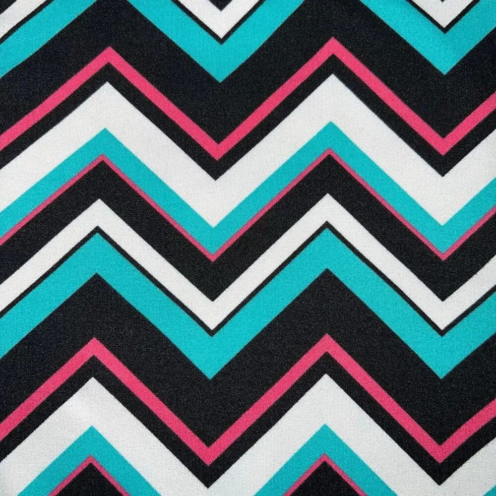 Btween Girls Dress Chevron Print Knee Length Teal Black Pink White Large 10 12